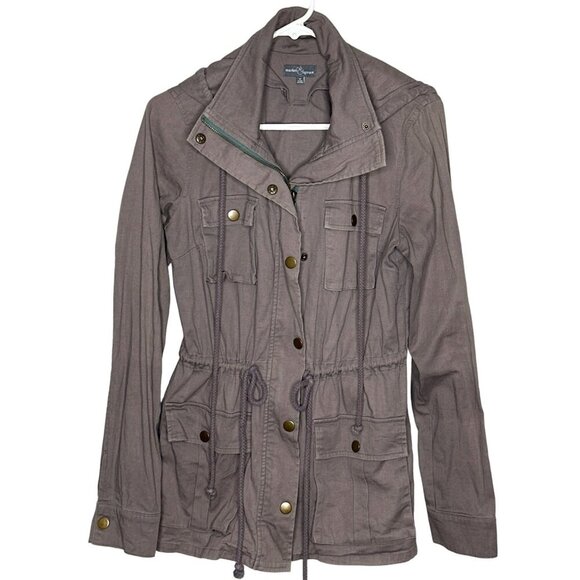 Markety & Spruce Stitch Fix Jackets & Blazers - Market & Spruce Cargo Utility Jacket Womens M Grey Hooded Military Safari